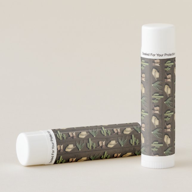 Rustic Cowboy Western Rodeo Wooden Birthday Party Lip Balm (Front)
