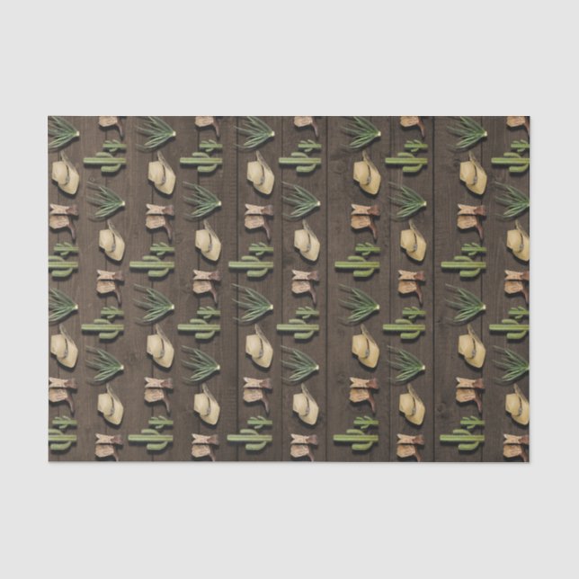 Rustic Cowboy Western Rodeo Wooden Birthday Party Tissue Paper (Front)