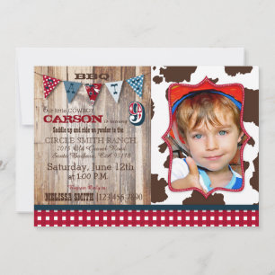 Rustic Cowboy Western Theme Birthday Invitations