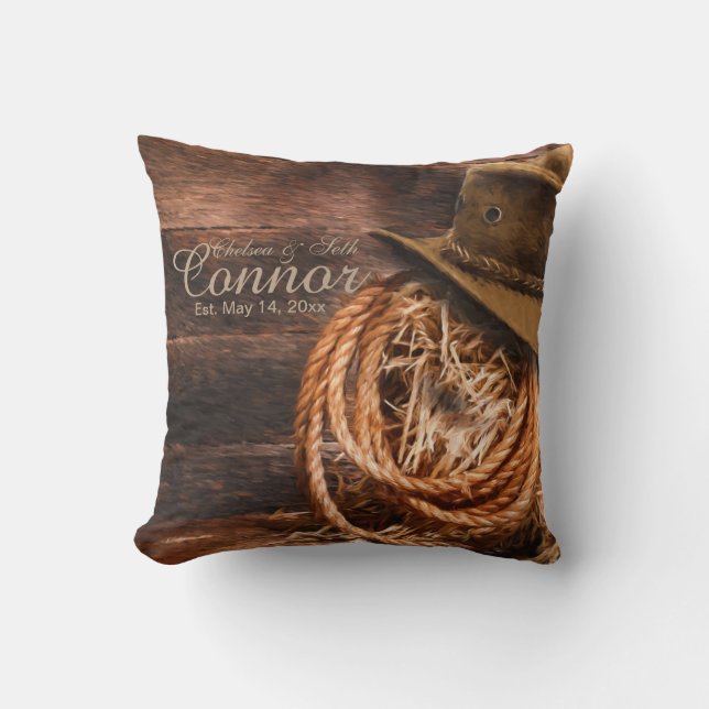 Rustic Cowboy Western Throw Pillow (Front)