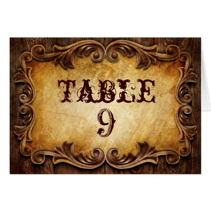 Rustic CowBoy Western Wedding Table Number Card