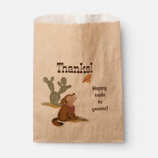 Rustic Cowboy Wild West Animal Thank You Favor Bag (Front)