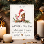 Rustic Cowboys and Cocktails Christmas Party Invitation<br><div class="desc">Watercolor Western Cowboys and Cocktails party invitations . Features a cowboy boot with Santa hat, garlands, christmas lights, horseshoe and a festive cocktail. Great for your Western Themed Holiday Chritmas Party! All wording can be changed. To make more changes go to Personalize this template. On the bottom you’ll see “Want...</div>