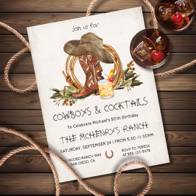 Rustic Cowboys and Cocktails Party Invitation (Creator Uploaded)
