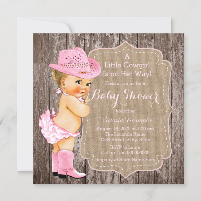 Rustic Cowgirl Baby Shower Invitation (Front)