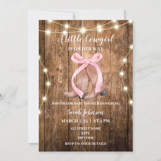 Rustic Cowgirl Baby shower Invitation (Front)