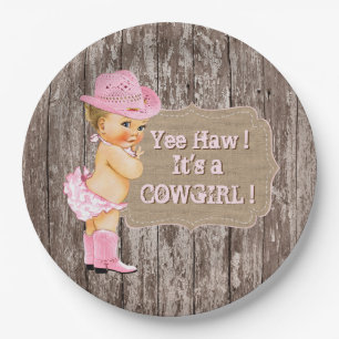 Rustic Cowgirl Baby Shower Paper Plates