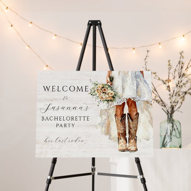 Rustic Cowgirl Bachelorette Party Welcome Sign (In Situ (Stand))