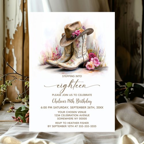 Rustic Cowgirl Boots and Hat 18th Birthday Party