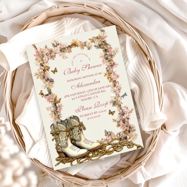 Rustic Cowgirl Boots Baby Shower Invitation (Creator Uploaded)