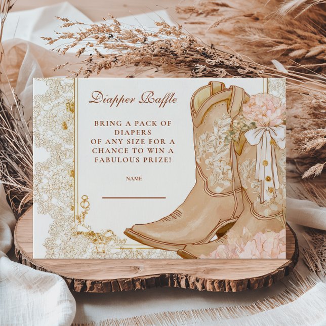 Rustic Cowgirl Boots Flora Diapper Raffle  Enclosure Card (Creator Uploaded)