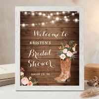 Rustic Cowgirl Boots Floral Lights Bridal Shower