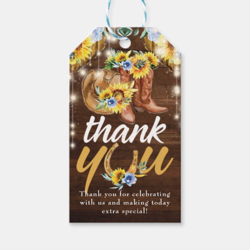 Rustic Cowgirl Boots Floral Thank you Gift Tags