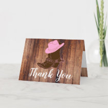 Rustic Cowgirl Boots & Hat Thank You Card