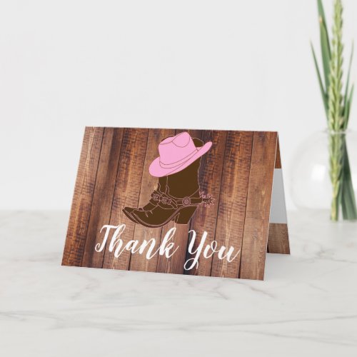 Rustic Cowgirl Boots  Hat Thank You Card