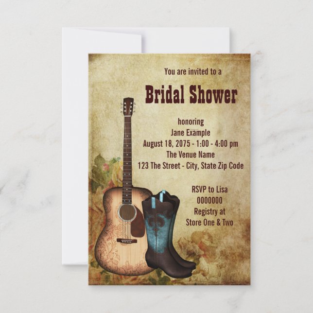 Rustic Cowgirl Bridal Shower Invitation (Front)