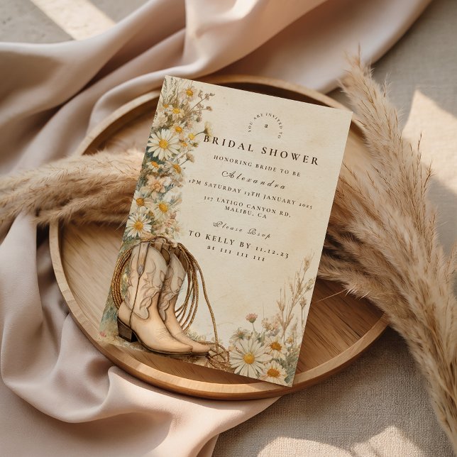 Rustic Cowgirl Daisy Bridal Shower Invitation (Creator Uploaded)