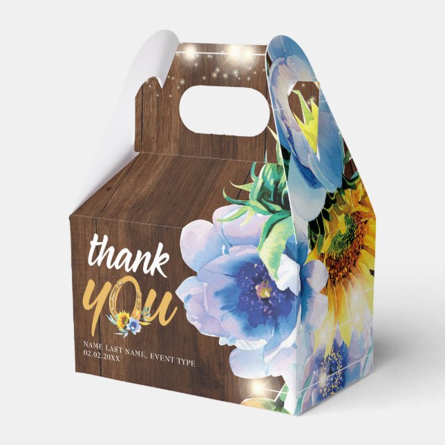 Rustic Cowgirl Floral String Lights Personalized Favor Boxes (Front Side)
