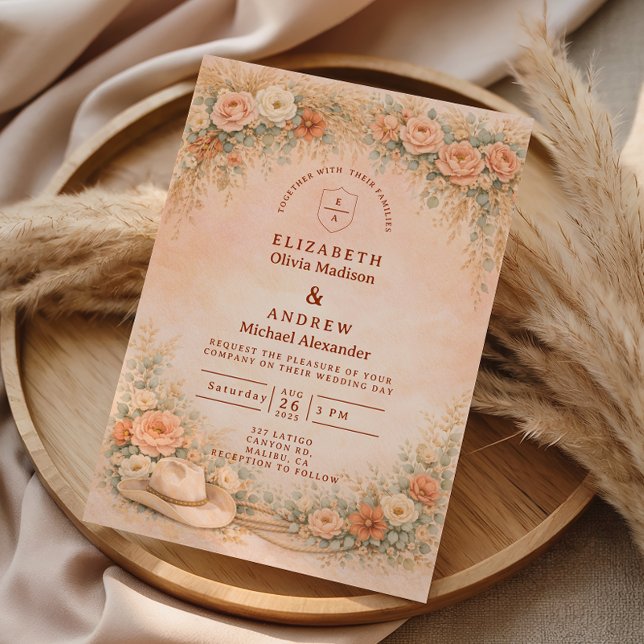 Rustic Cowgirl Garden Arch Wedding Invitation (Creator Uploaded)