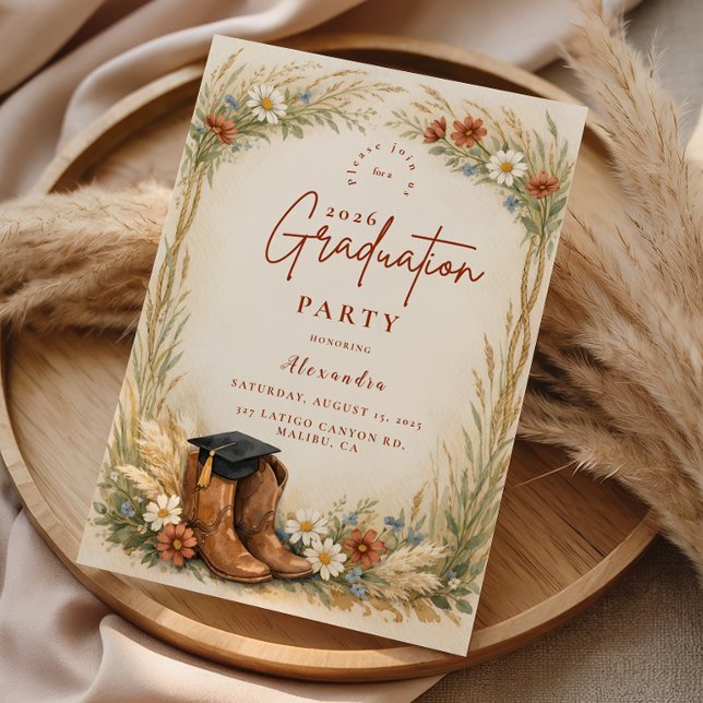 Rustic Cowgirl Graduation Party Invitation (Creator Uploaded)
