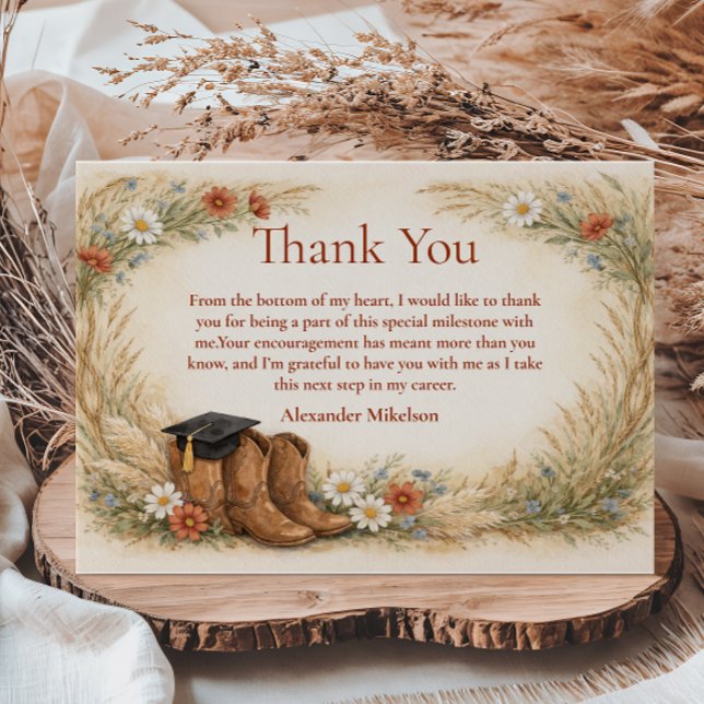 Rustic Cowgirl Graduation Party Thank You Card (Creator Uploaded)