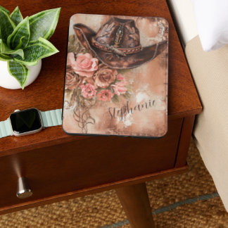 Rustic Cowgirl Hat Blush Pink Roses Kindle Cover