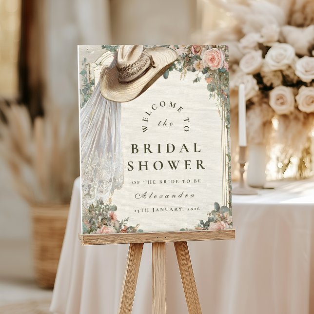 Rustic Cowgirl Hat Floral Bridal Shower Foam Board (Creator Uploaded)
