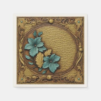 Rustic Cowgirl Teal Brown Country Western Party  Napkins by WhenWestMeetEast at Zazzle