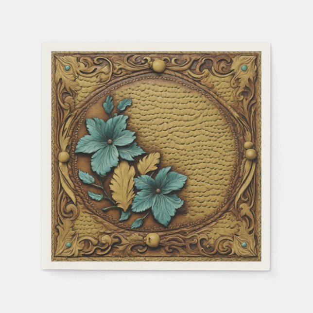 Rustic Cowgirl Teal Brown Country Western Party  Napkins (Front)
