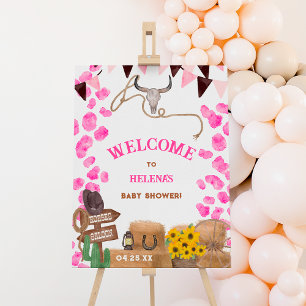 Rustic cowgirl western cow baby shower welcome foam board