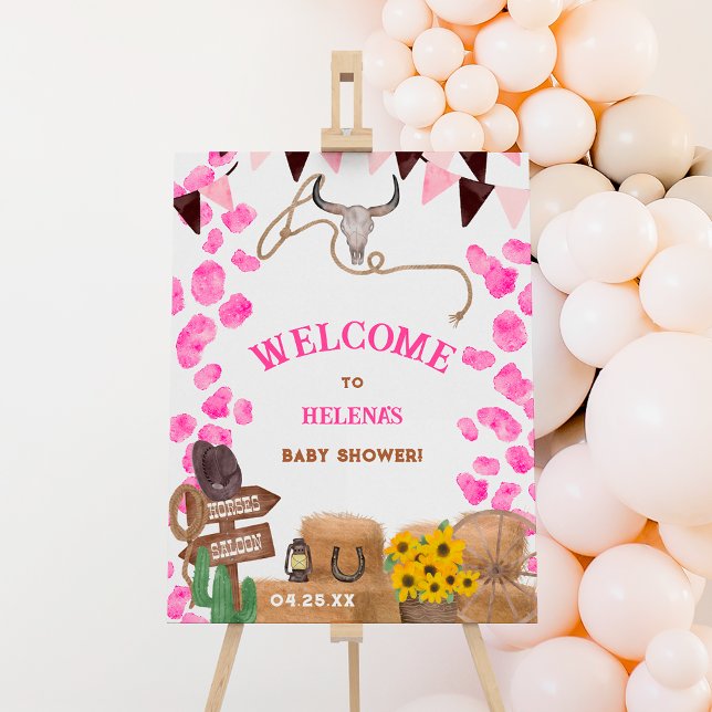 Rustic cowgirl western cow baby shower welcome foam board (Creator Uploaded)