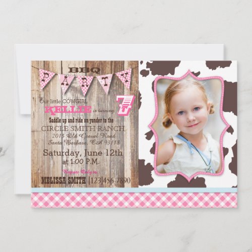 Rustic Cowgirl Western Theme Birthday Invitations