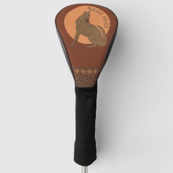 Rustic Coyote Southwest Leather Personalize This Golf Head Cover by TheArtOfVikki at Zazzle