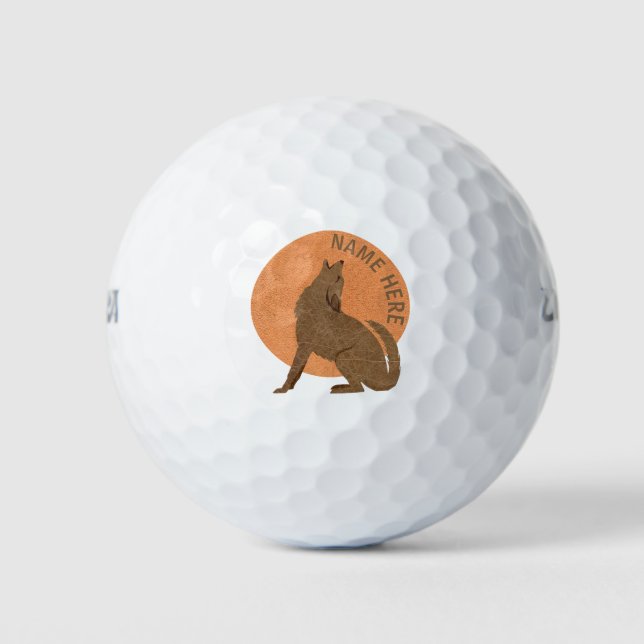 Rustic Coyote Southwest Personalized Gift Golf Balls (Front)
