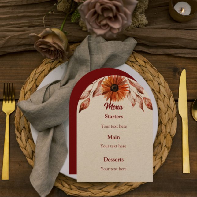 Rustic & Cozy Autumn Wedding Collection Menu Invitation (Creator Uploaded)