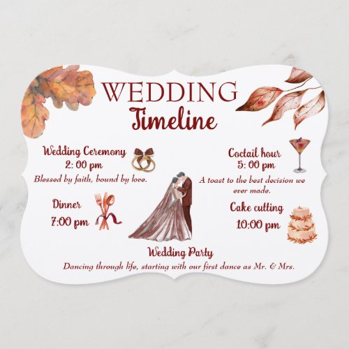 Rustic & Cozy Autumn Wedding Timeline Program
