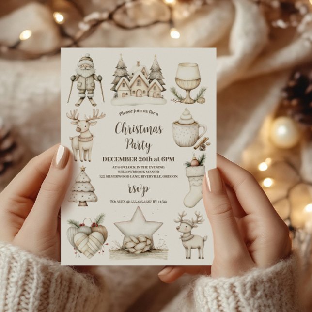 Rustic Cozy Blue Christmas Party Invitation (Creator Uploaded)