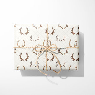 Rustic Cozy Cabin Antlers Wrapping Paper