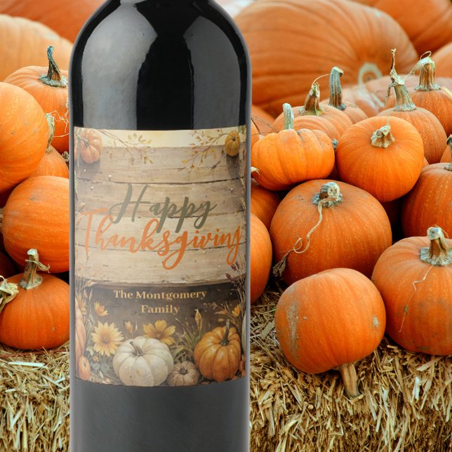 Rustic Cozy Fall Farmhouse Style Thanksgiving Wine Label (Creator Uploaded)