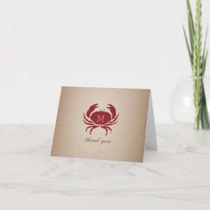 Rustic Crab Monogram Cardstock Inspired Thank You Card