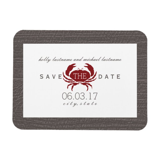 Rustic Crab Save The Date Magnet (Horizontal)