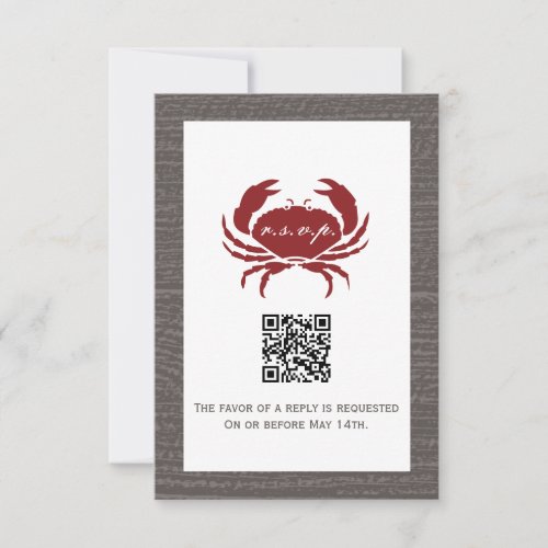Rustic Crab Wedding QR Code RSVP Card