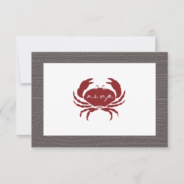 Rustic Crab Wedding RSVP Card (Front)