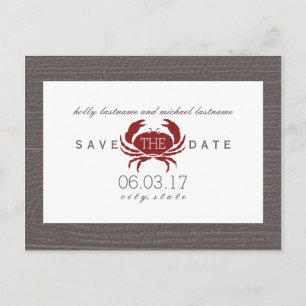 Rustic Crab Wedding Save The Date Announcement Postcard