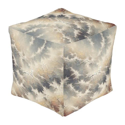 Rustic Crackle Abstract Pouf