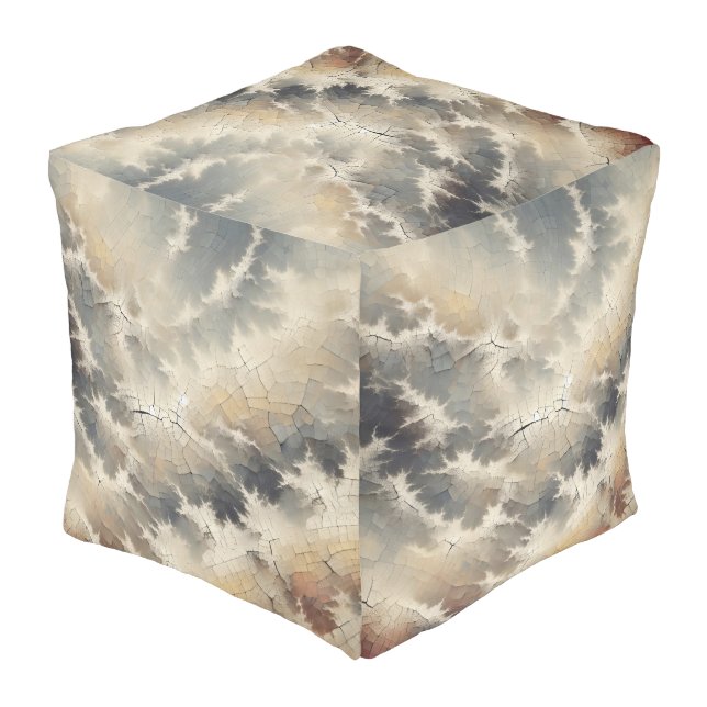Rustic Crackle Abstract Pouf (Angled Back)