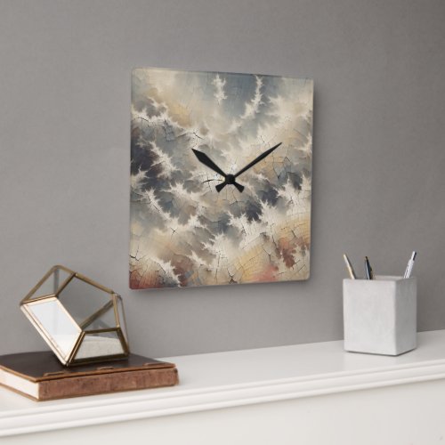 Rustic Crackle Abstract Square Wall Clock