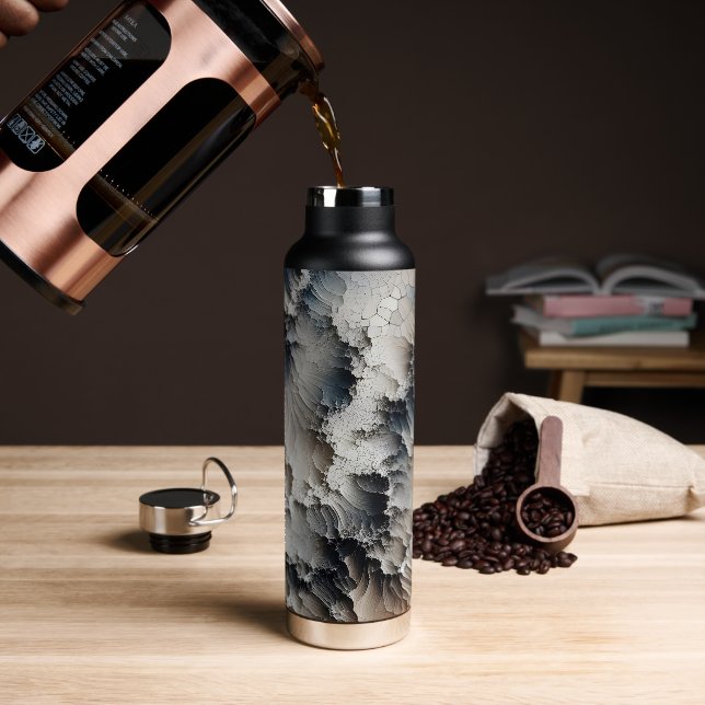 Rustic Crackle Abstract Water Bottle (Coffee)