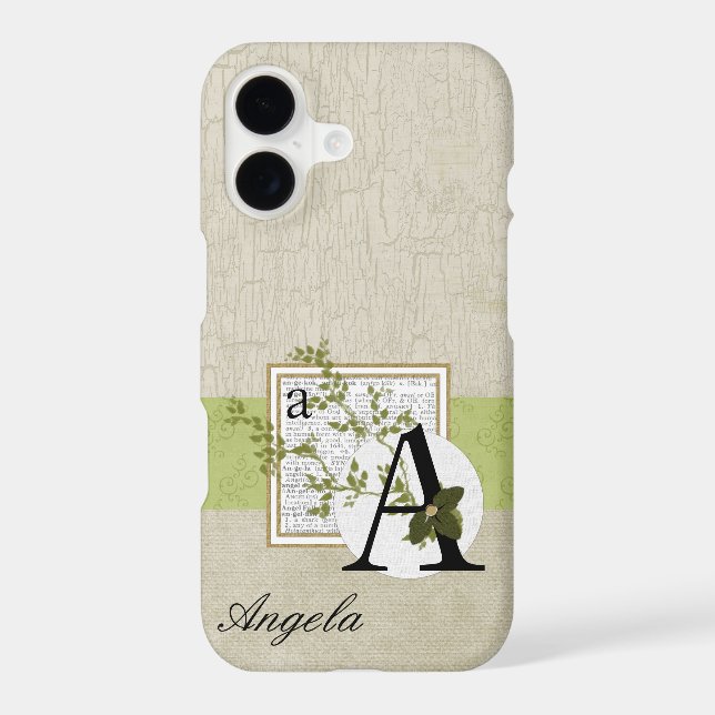 Rustic Crackled Paint Double Monogram Iphone Case (Back)