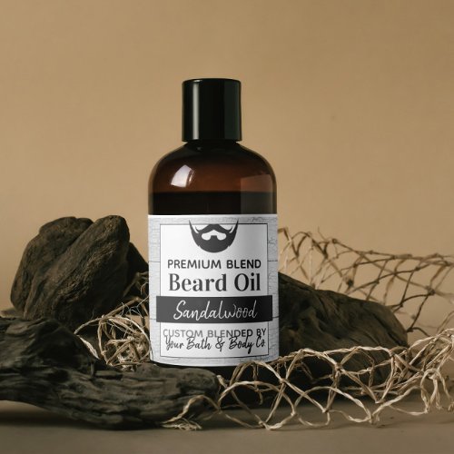 Rustic Crackled Wood Beard Oil With Ingredients Sticker